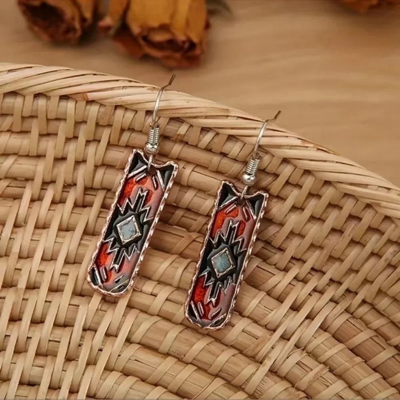 Aztec Print Earrings - Picture 7 of 7